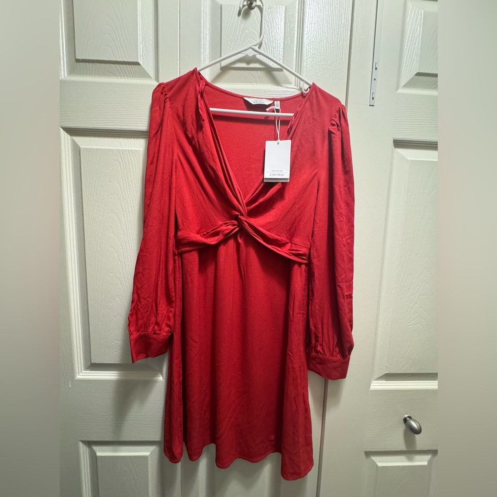 & Other Stories red twist front mini dress brand new